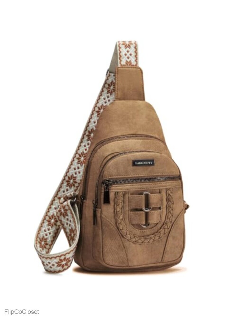 Boho PU Leather Sling Crossbody Bag Multi-Pocket Travel Purse